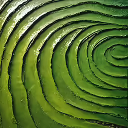 a circular picture with a green liquid inside
