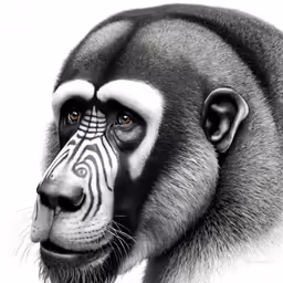 a drawing of an animal with stripes on his face