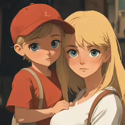 a woman and child in an animated animated avatar