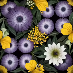 a group of colorful flowers is depicted in this image