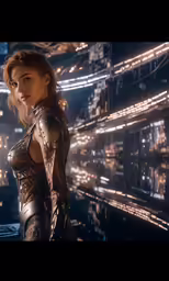 a woman in a futuristic outfit posing