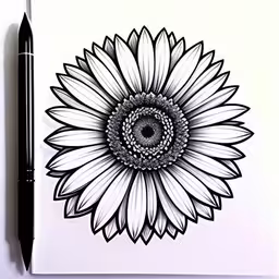 the drawing is drawn using black marker markers,a drawing is being drawn on a white paper