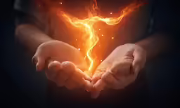 the flame appears to be creating a shape that looks like a cross