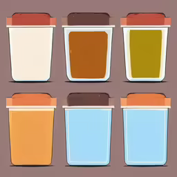 four glasses of coffee in different colors
