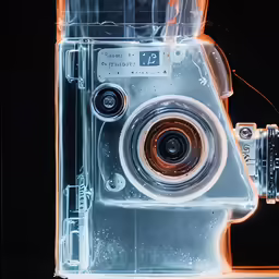a camera inside a plastic case on top of a table