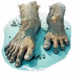 a photo of a foot with very dirty paint