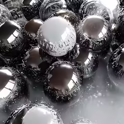lots of shiny balls are laying on the surface