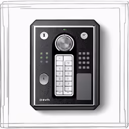 a black electronic device with a white background