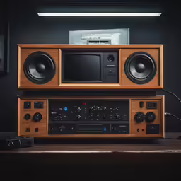 a stereo on top of a sound board