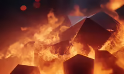a pile of diced wood on fire