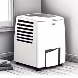 an air conditioner in a room near a window
