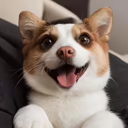 the dog is looking at something while sitting