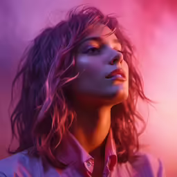 a very pretty looking young woman in a pink shirt