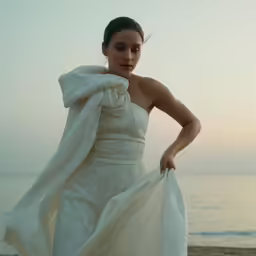 a woman wearing a white wedding dress with a white shawl around her shoulders