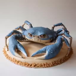 a cake is topped with a blue crab