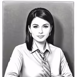 a woman wearing a tie, dress shirt and necktie