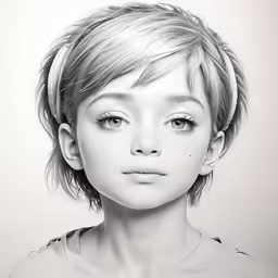 a girl is staring with her hair in the middle