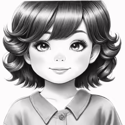 the child is wearing an adorable face and has long black hair