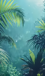 a lush green jungle scene shows the beauty of a green plant