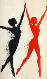 two abstract silhouettes of dancing ballerinas
