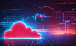 a pink cloud that looks like it is floating,a red cloud in a neon lit display