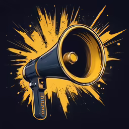 a yellow and black speaker with its light on