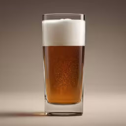 a tall glass of beer with a light on top