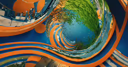 colorful artistic painting in orange, blue and green,an artistic photograph of a multicolored art scene