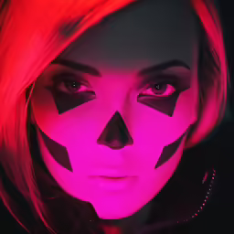 a woman with makeup painted as the cat - head