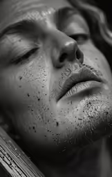 a close up of a person with frecky on his face