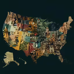 a map with lots of different pictures and colors