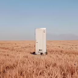 a white box in a field of golden grass