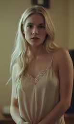 a beautiful woman wearing a gown posing for a picture