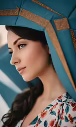 a young woman wearing a dress and hat