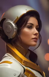 a woman with headphones on her ears