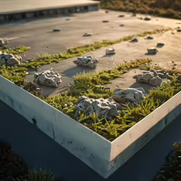 a group of rocks in an elevated garden