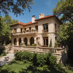 a house that has hedges and plants around it