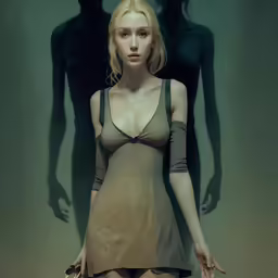 the girl with blonde hair is in the shadow