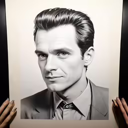 a man holding up an image of him