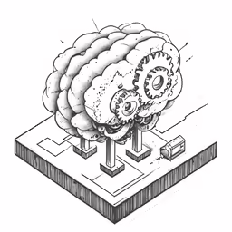a drawing of a brain on a piece of wood