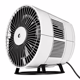 a large white fan on a black stand