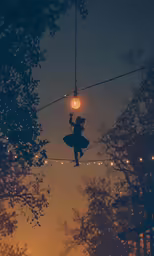 a person on an artistic string above the ground