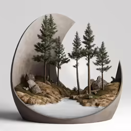 a landscape that is inside of a circle