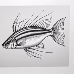 an engraving fish on paper depicting a longfin