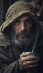 a close up of a man with a beard