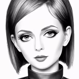 a drawing of a woman with long hair and makeup