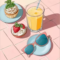 a painting of food and drink on a table