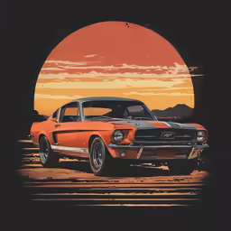 a car parked in front of a sunset