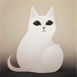 a white cat with brown eyes sits and stares forward