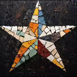 an abstract star with multiple colors and sizes is shown